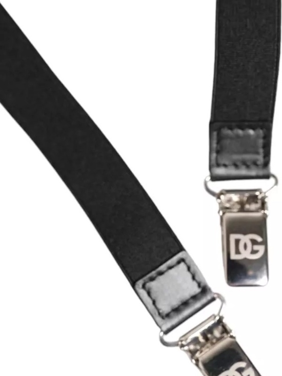 NEW! Dolce & Gabbana Black Leather Logo Wide Waist Belt Suspender 75cm/ 29.5 in.